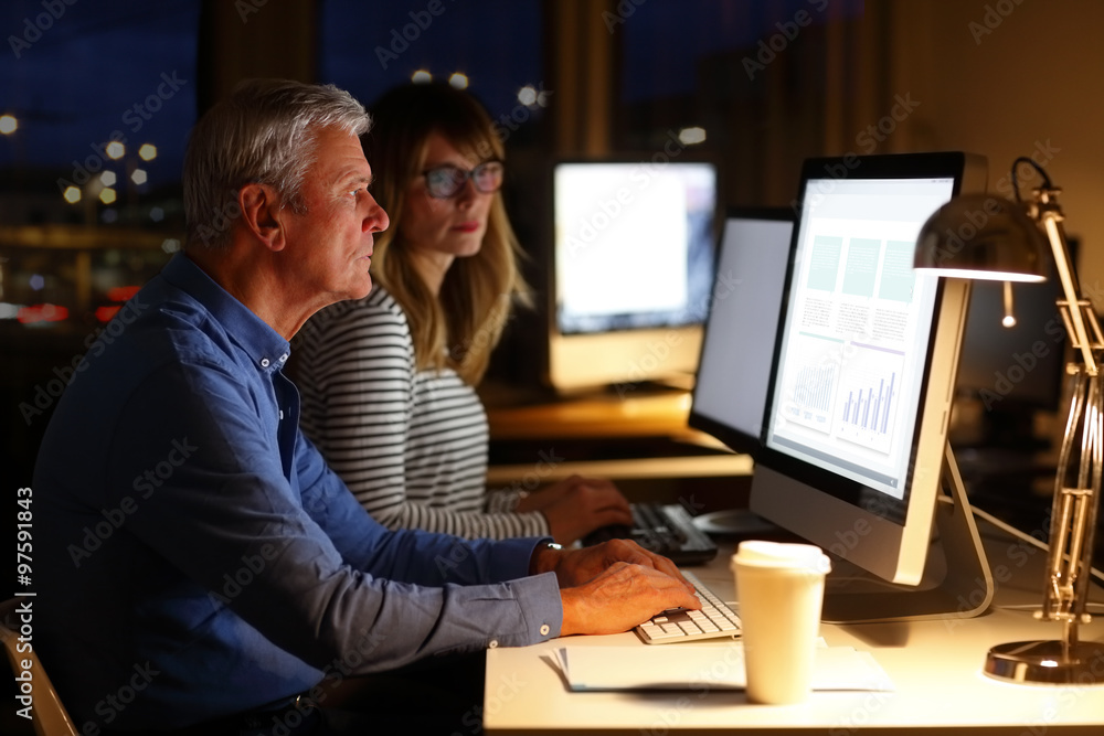 Business people working late night Business people working late night