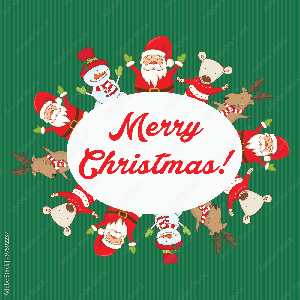 Christmas characters and the words Merry Christmas .Vector Christmas characters and the words Merry Christmas .Vector