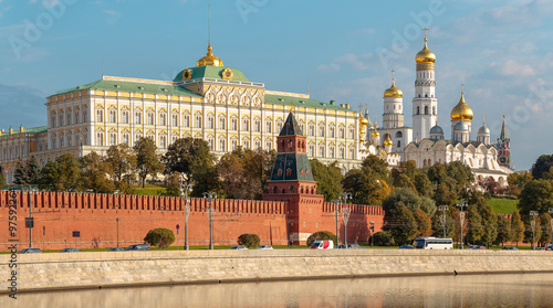 Fotografia, Obraz View to Kremlin Embankment in Moscow in Russia