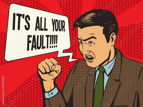 Angry man pop art style vector
