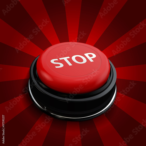 Red button stop. Vector  isolate technology button with reflect.