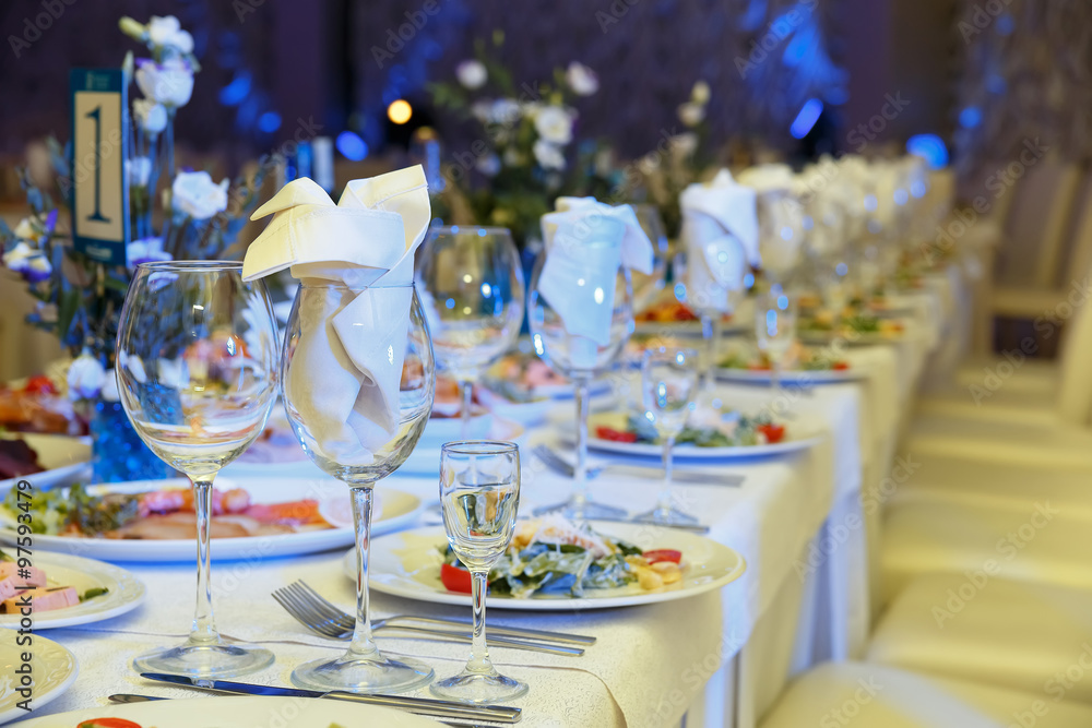 Fototapeta premium Served for a banquet table