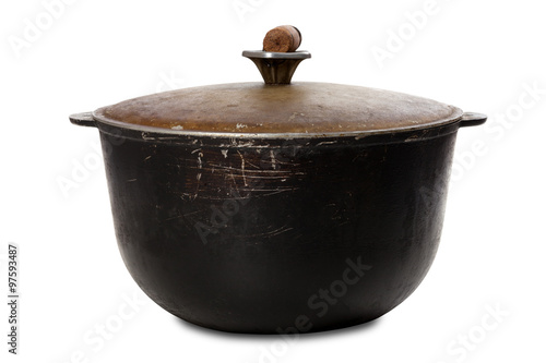 Old black dirty pot