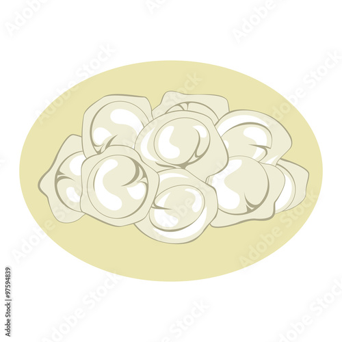 Russian traditional pelmeni with meat