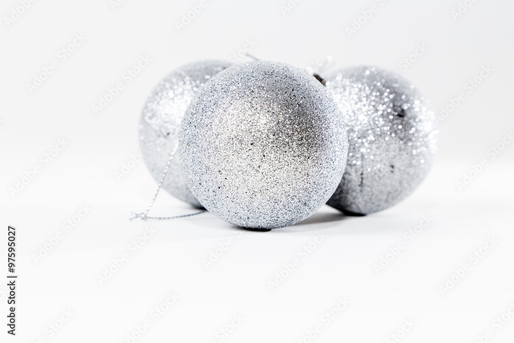 Christmas Tree Ornaments on Bright Background Christmas Tree Ornaments on Bright Background