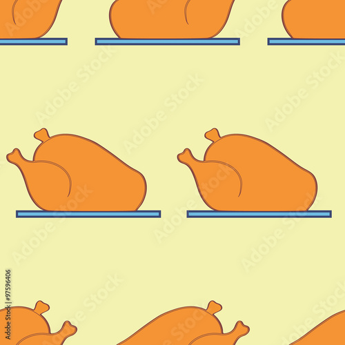 Seamless  pattern with roast turkey