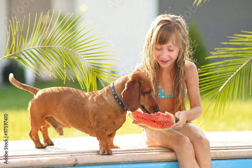 portrait of little girl outdoors in summer