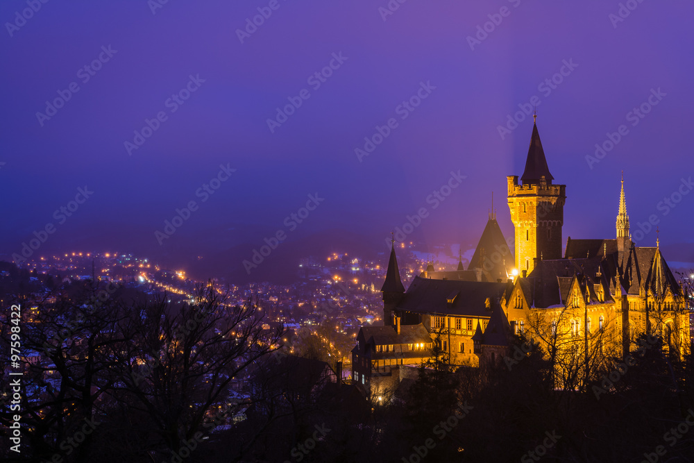 Fototapeta premium Schloss in Wernigerode am Abend