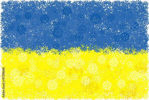 Ukrainian flag whith snowflakes