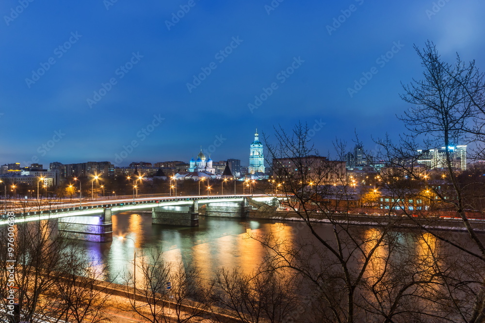 Novospassky bridge over the Moscow river, night view