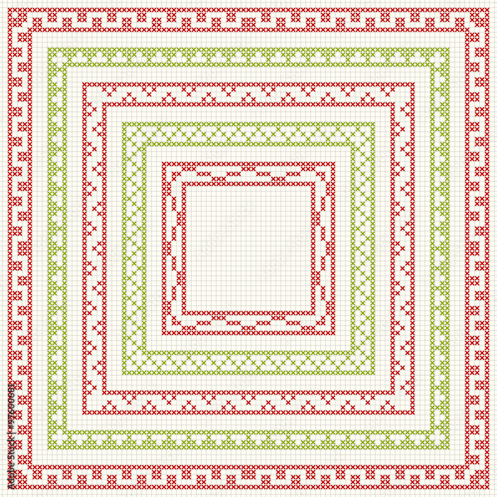 Cross-stitch embroidery - set of borders Cross-stitch embroidery - set of borders
