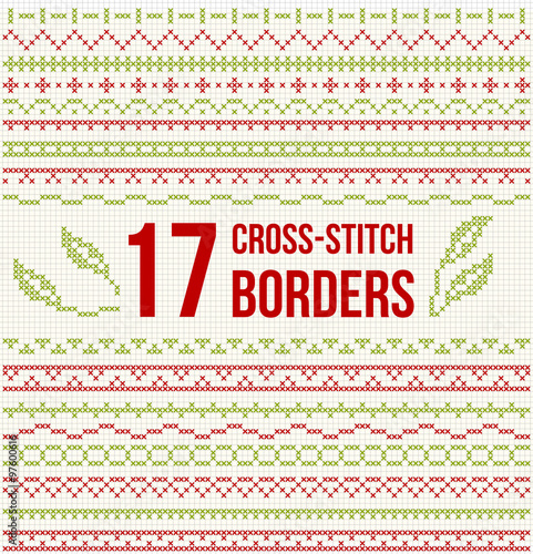 Cross-stitch embroidery - set of borders