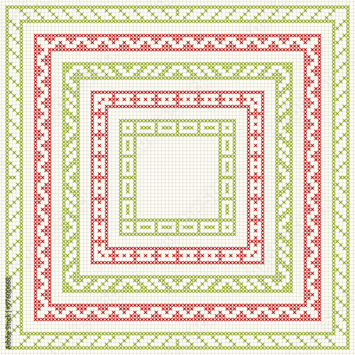 Cross-stitch embroidery - set of borders