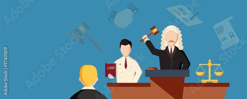 Law horizontal banner with lawyer