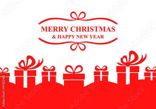Greeting Christmas card with gifts