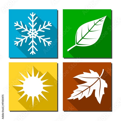 Vector illustration of seasons with long shadow