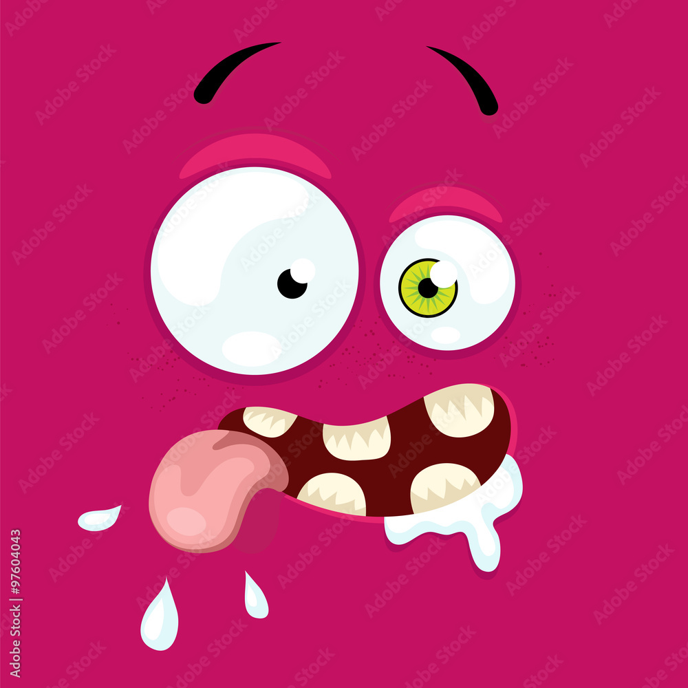 Fototapeta premium Cartoon face with crazy expression