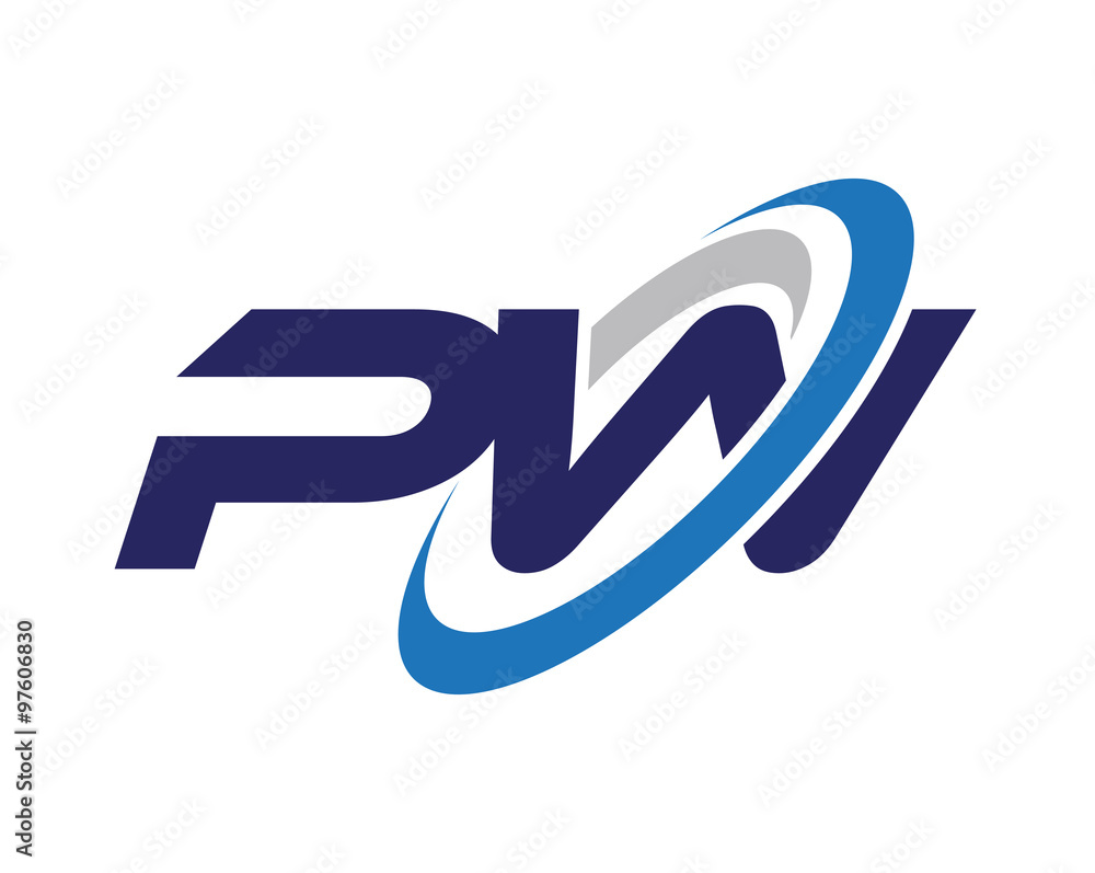PW Letter Swoosh Wave Logo PW Letter Swoosh Wave Logo