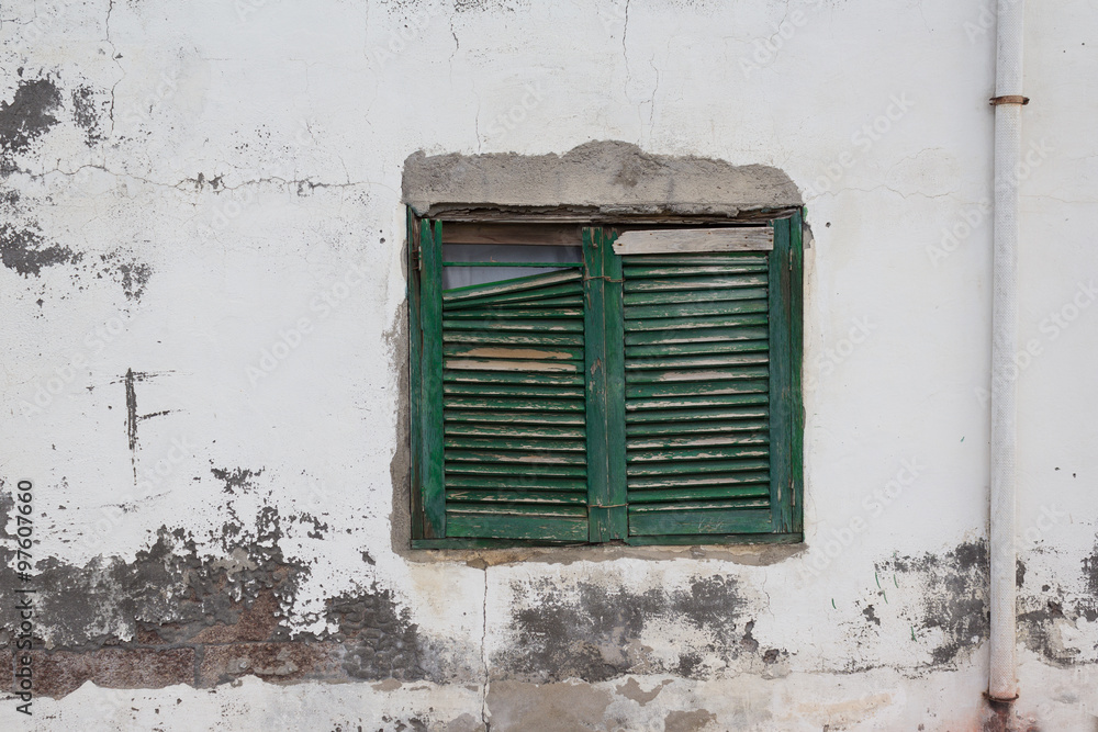 old wooden window shutter - vintage wall background