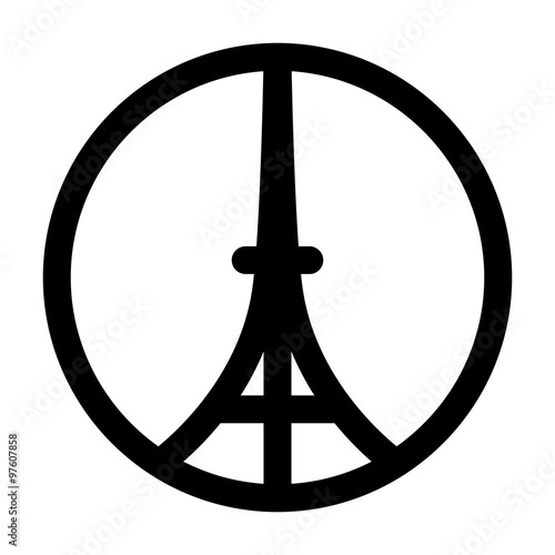 Eiffel tower in circle vector illustration