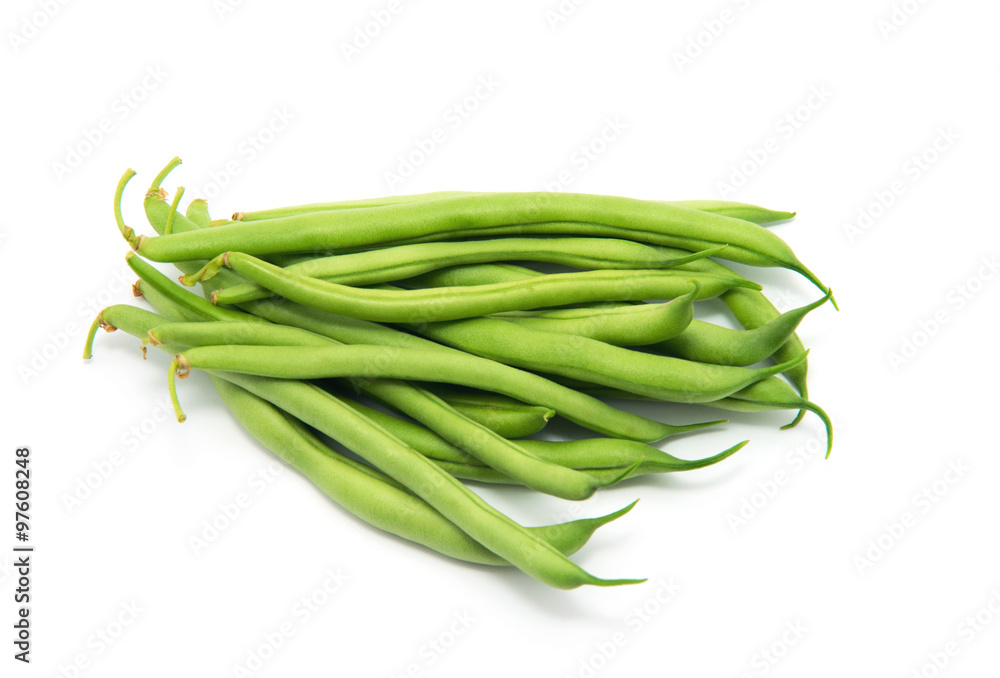 green beans on white background green beans on white background