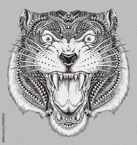 Fototapeta Naklejka Na Ścianę i Meble -  Detailed Hand Drawn Abstract Tiger