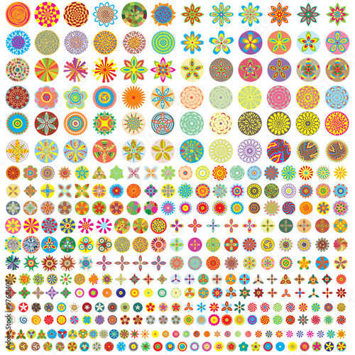 Fototapeta Naklejka Na Ścianę i Meble -  Over 300 of flower like icon set, flat style floral icons in circles. Vector illustration. Super bundle of  floral circular design elements.  isolated icons.