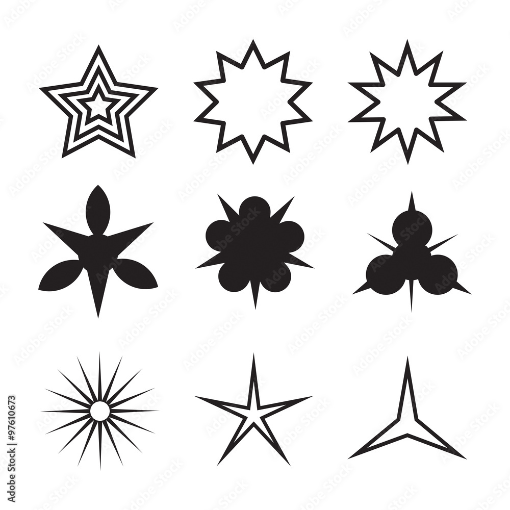 Sparkles black symbols set, sparkle and starburst symbols collection. Stars. Vector illustration. Sparkles black symbols set, sparkle and starburst symbols collection. Stars. Vector illustration.