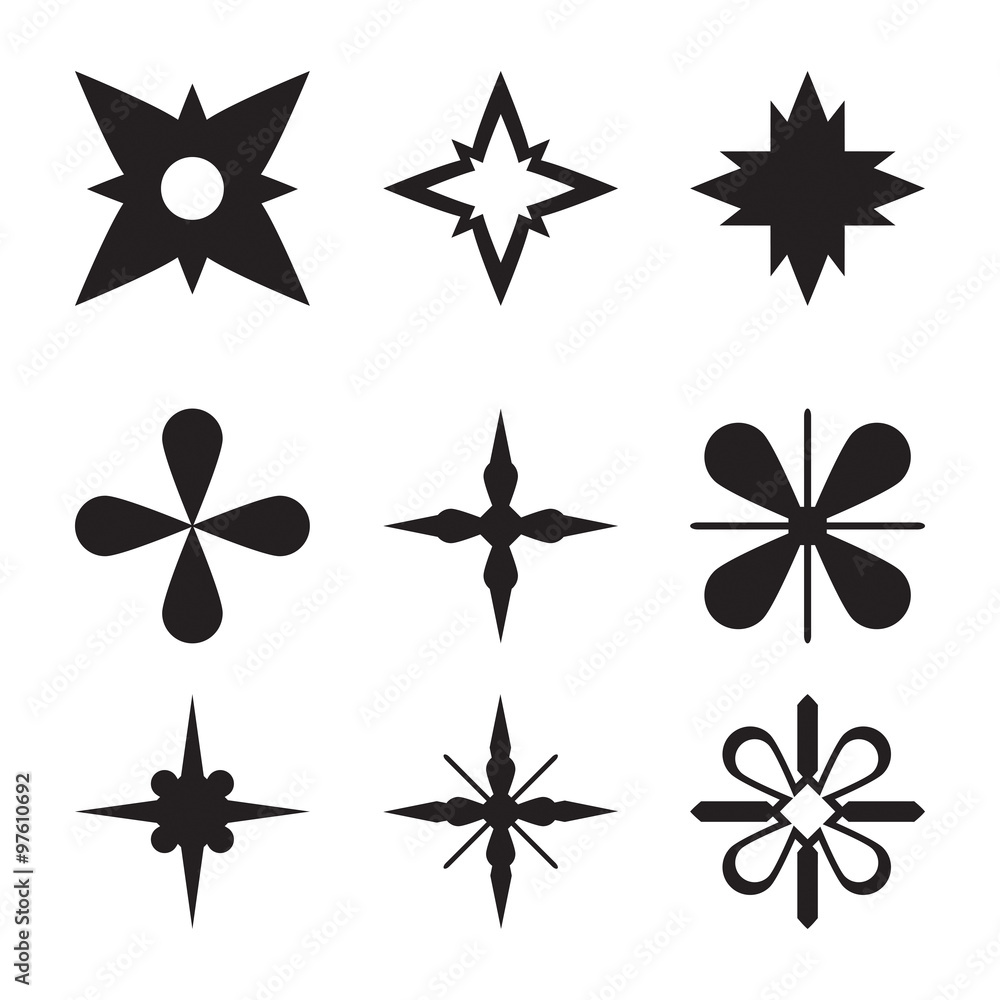 Sparkles black symbols set, sparkle and starburst symbols collection. Stars. Vector illustration. Sparkles black symbols set, sparkle and starburst symbols collection. Stars. Vector illustration.