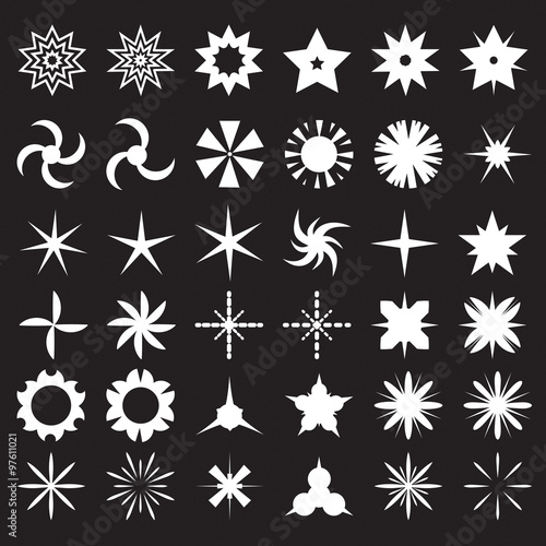 Large set of 36 vector sparkles stars.