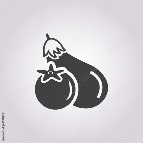 tomato and eggplant icon on white background