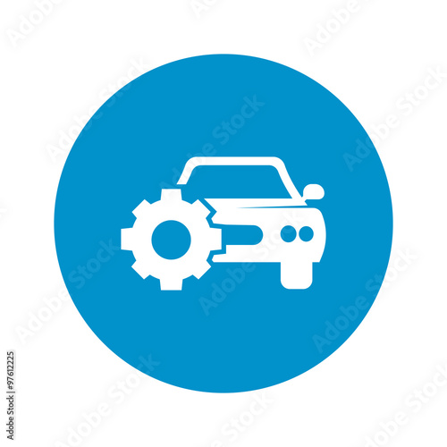 car with cogwheel icon on white background