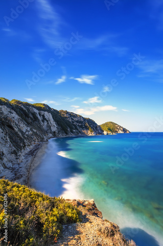 Elba island, Portoferraio Sansone white beach coast. Tuscany, It