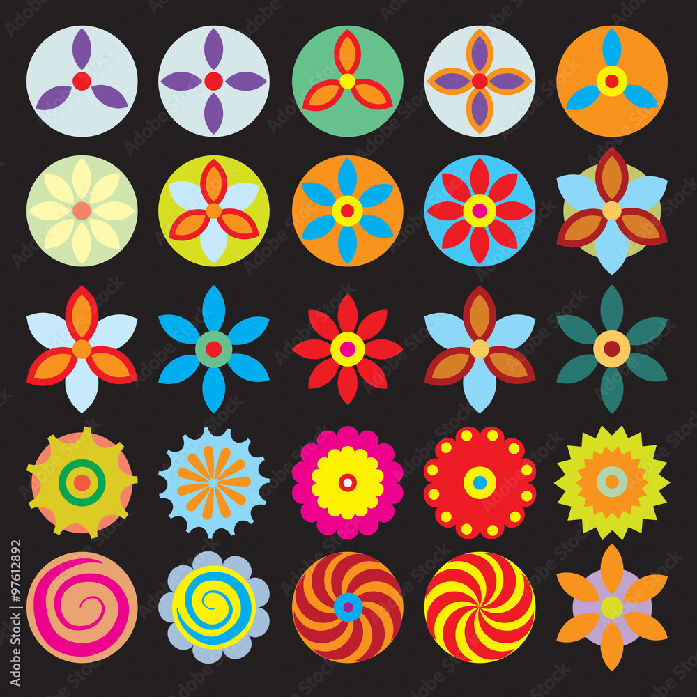 Ornament round flower set like mandala. Geometric circle floral vector elements. Modern, contemporary, ethnic ornamental floral designs. Oriental indian, chinese style. Ornament round flower set like mandala. Geometric circle floral vector elements. Modern, contemporary, ethnic ornamental floral designs. Oriental indian, chinese style.