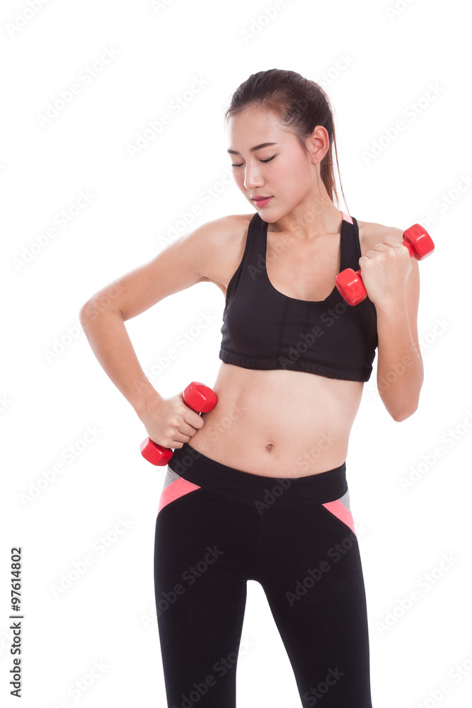 Sport woman doing exercise with lifting weights Sport woman doing exercise with lifting weights