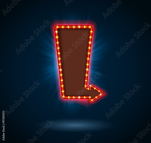 Retro arrow to left with shining blue background
