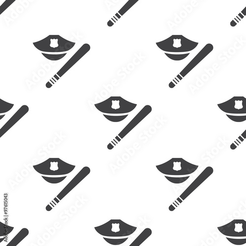 police baton and cap icon on white background