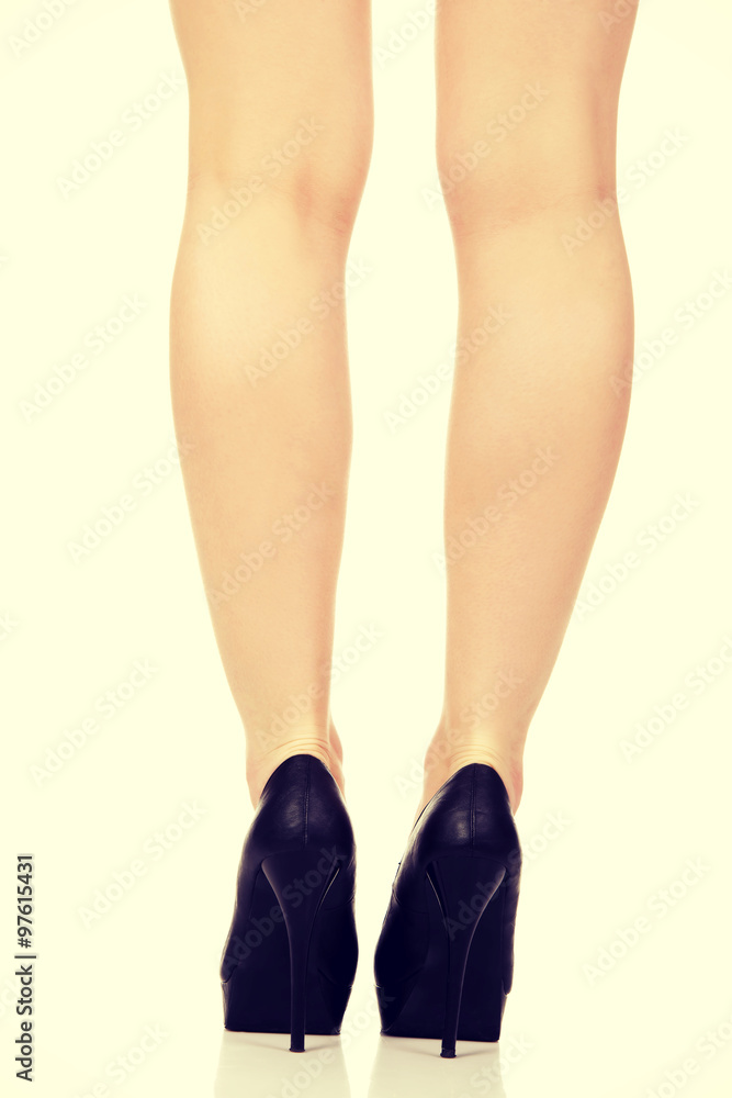 Woman legs with black sexy shoes. . Woman legs with black sexy shoes. .