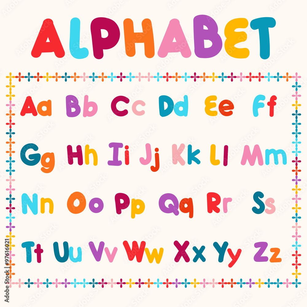 Color alphabet. Latin alphabet with bold style Color alphabet. Latin alphabet with bold style