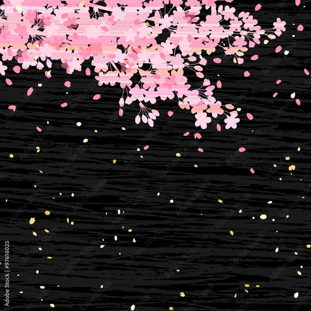 Obraz premium 夜桜 和紙風テクスチャ