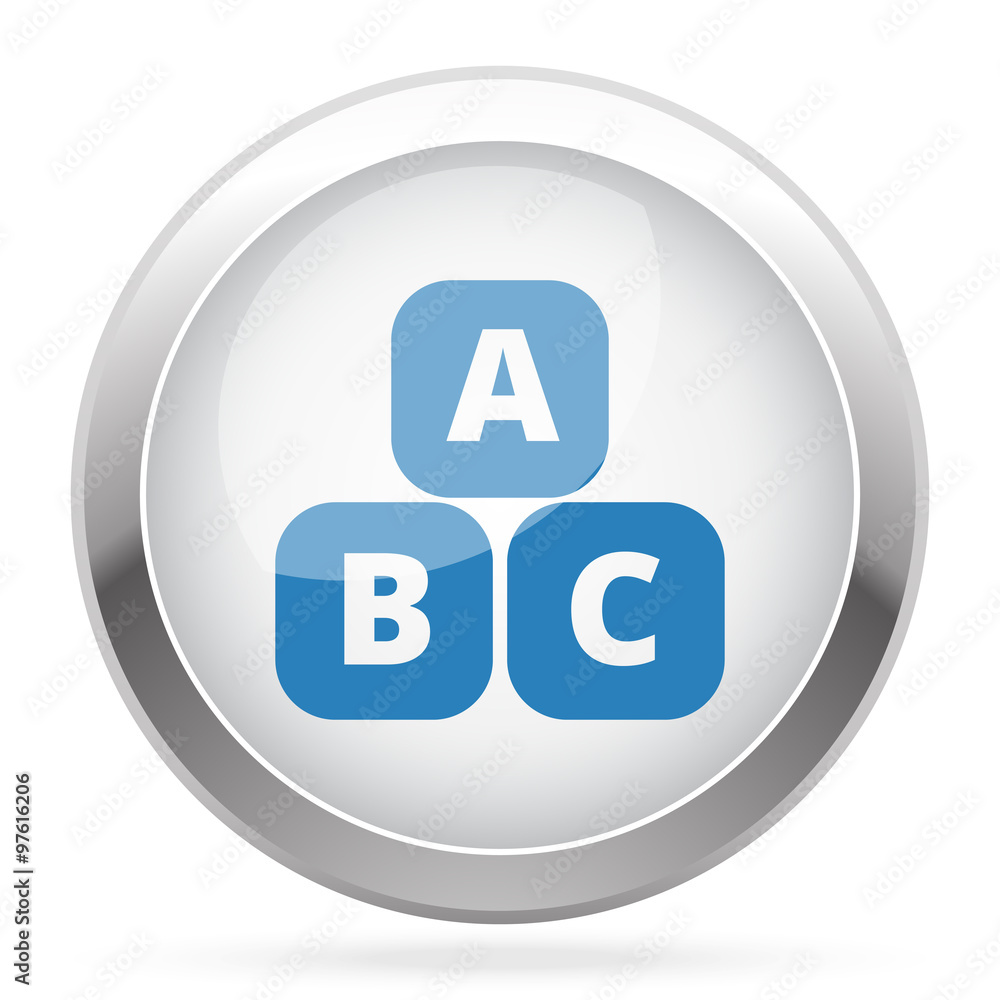 Blue Abc Blocks icon on white glossy chrome app button Blue Abc Blocks icon on white glossy chrome app button