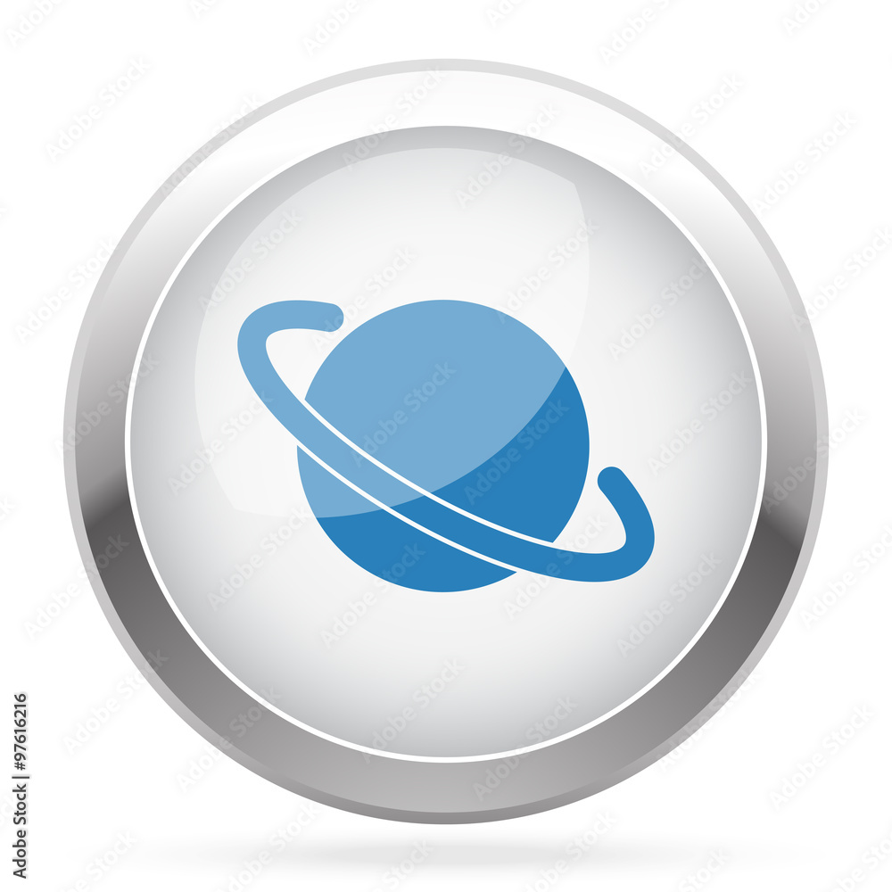 Blue Jupiter Icon icon on white glossy chrome app button Blue Jupiter Icon icon on white glossy chrome app button