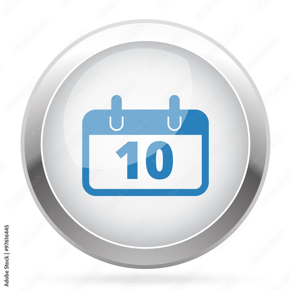 Blue Calendar icon on white glossy chrome app button Blue Calendar icon on white glossy chrome app button