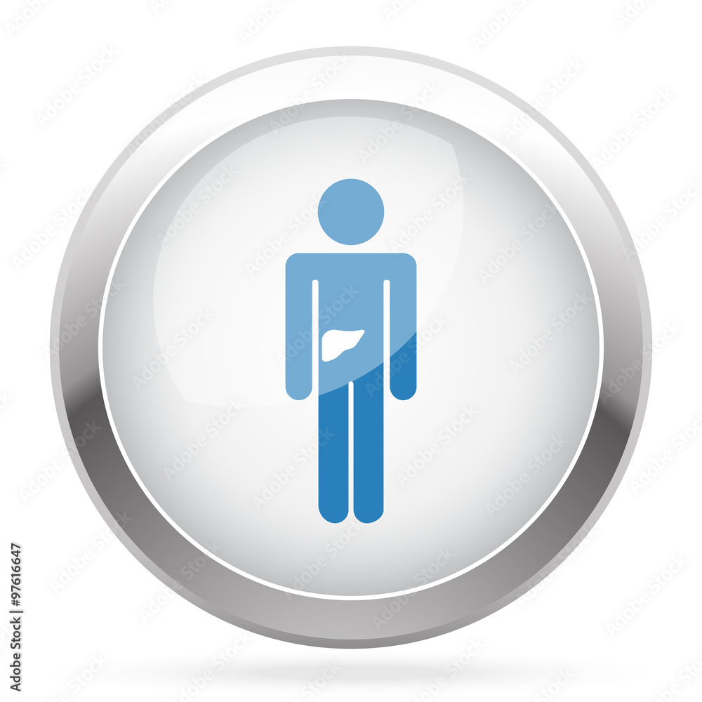 Blue Liver icon on white glossy chrome app button Blue Liver icon on white glossy chrome app button