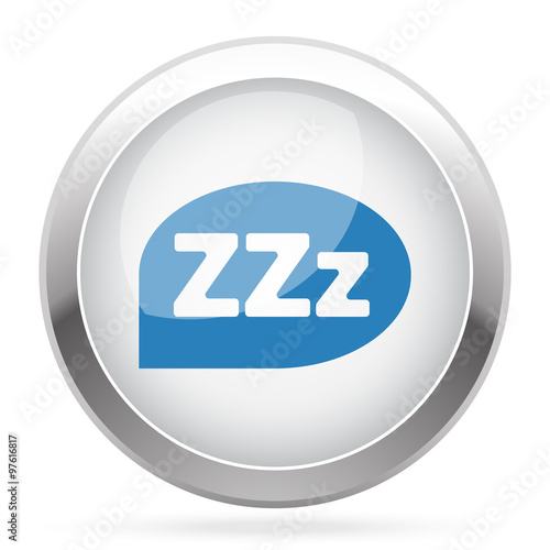 Blue Sleep icon on white glossy chrome app button