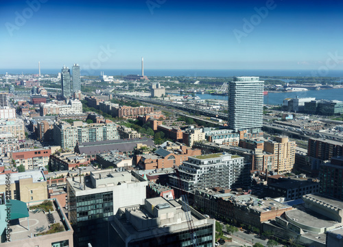 Elevated view of cityscape during day, Toronto, Ontario, Canada