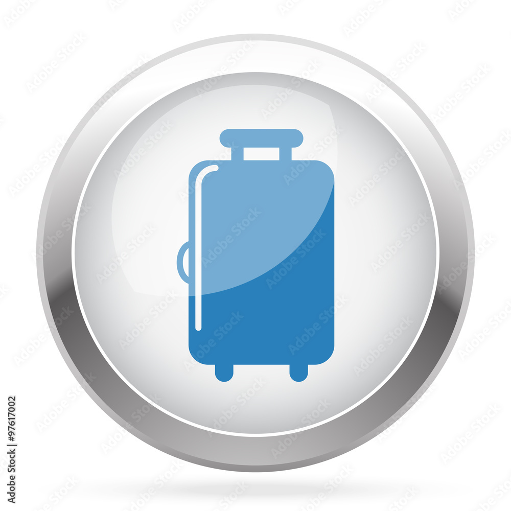 Blue Luggage icon on white glossy chrome app button Blue Luggage icon on white glossy chrome app button