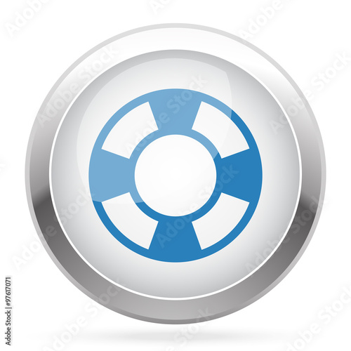 Blue Life Buoy icon on white glossy chrome app button