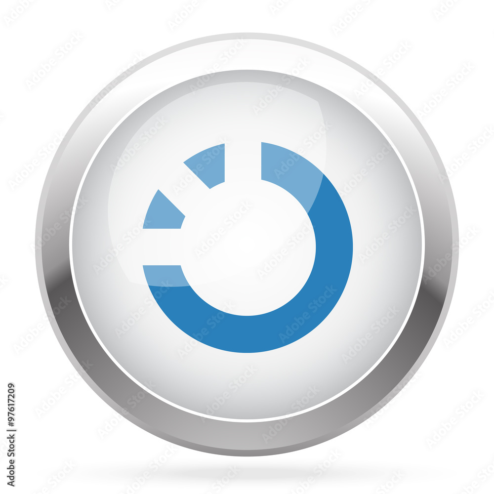 Blue Loading icon on white glossy chrome app button Blue Loading icon on white glossy chrome app button