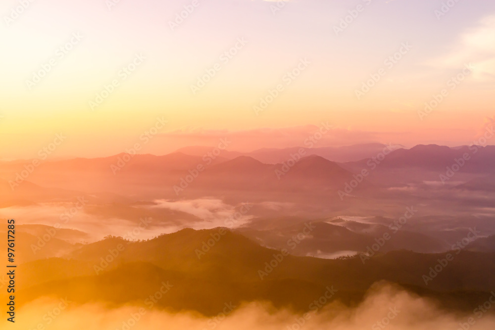 Majestic sunrise in the mountains landscape,Thailand
